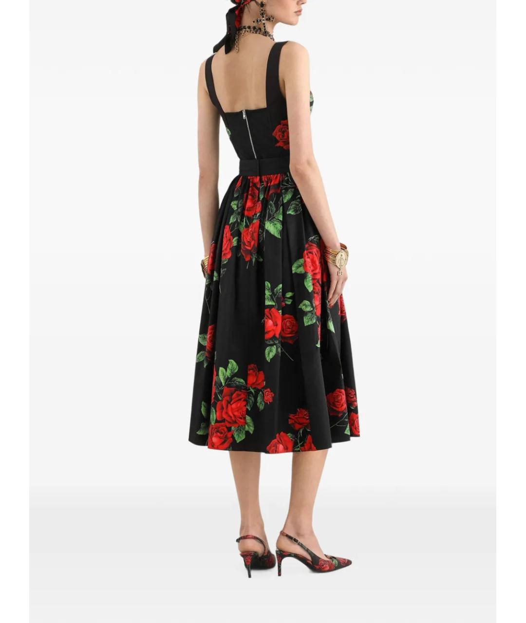 DOLCE&GABBANA Черная хлопковая юбка миди, фото 3