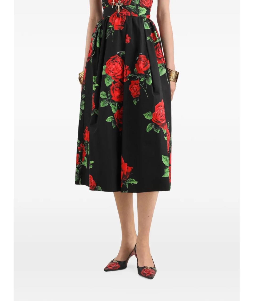 DOLCE&GABBANA Черная хлопковая юбка миди, фото 4
