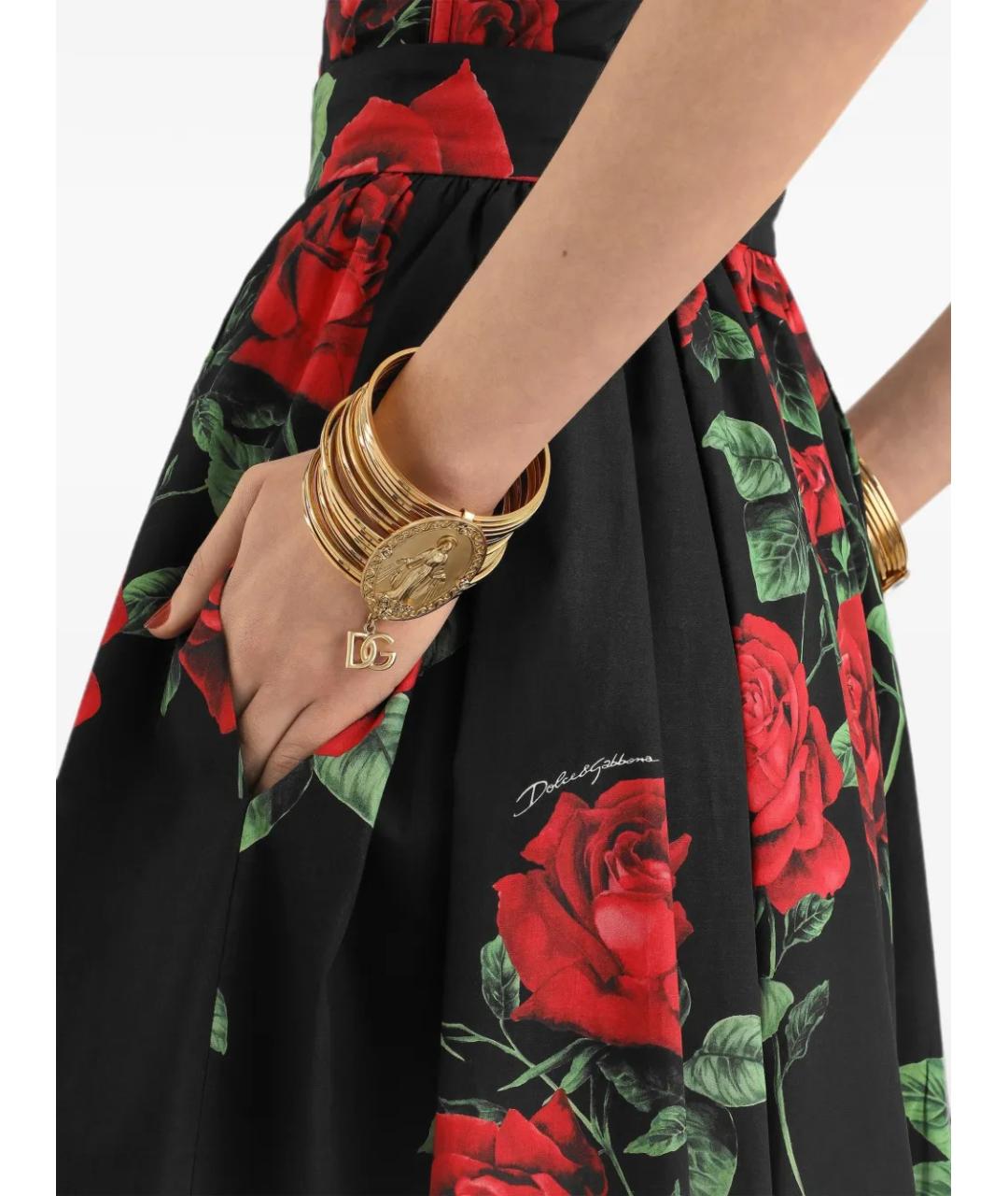 DOLCE&GABBANA Черная хлопковая юбка миди, фото 5