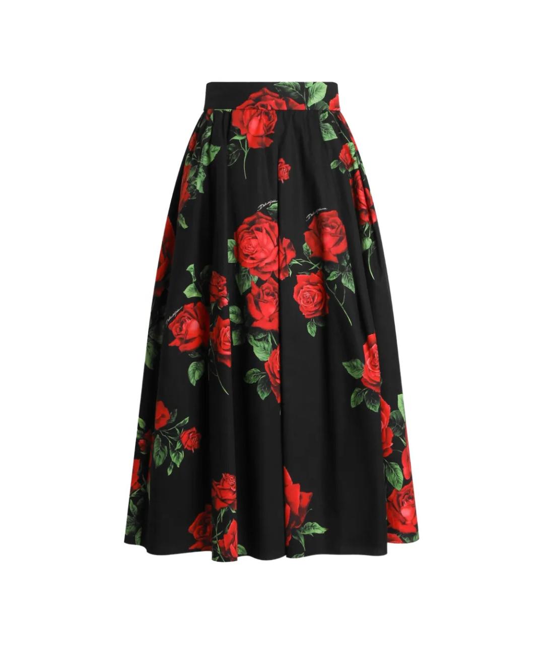 DOLCE&GABBANA Черная хлопковая юбка миди, фото 1