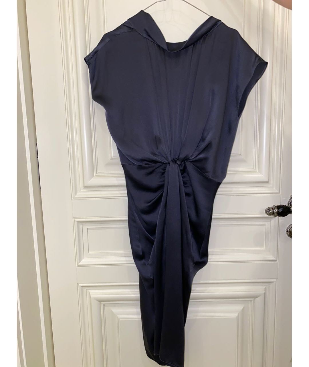 MALO Темно-синее шелковое коктейльное платье, фото 7