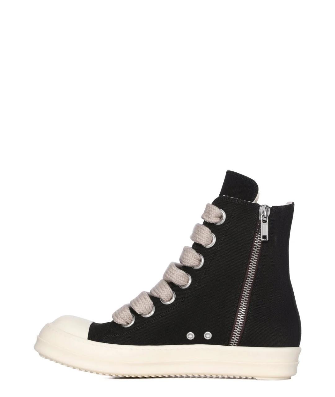RICK OWENS DRKSHDW Черные текстильные высокие кроссовки / кеды, фото 3