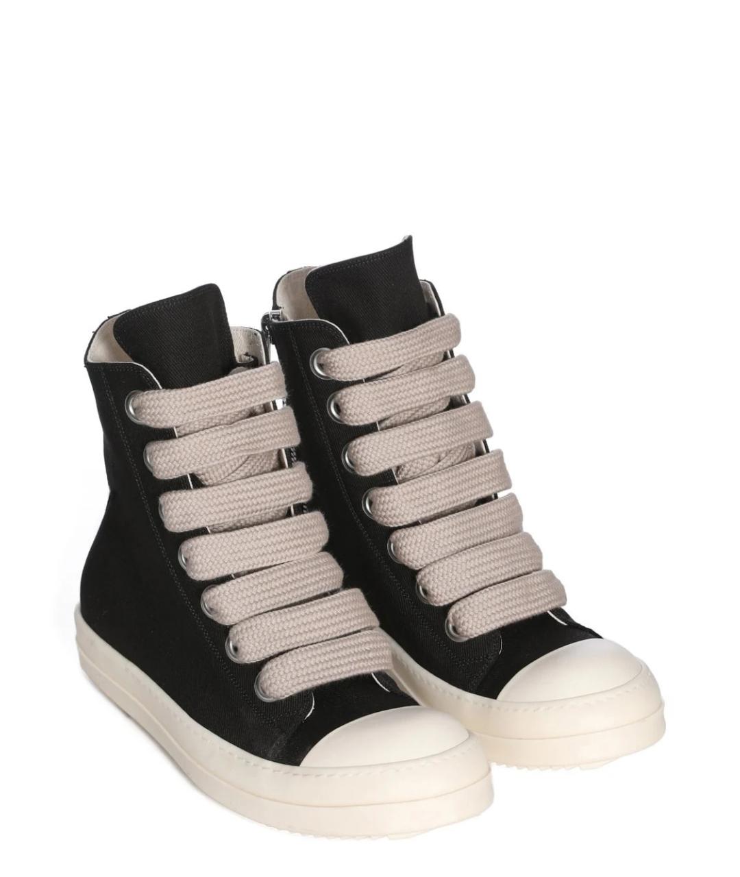 RICK OWENS DRKSHDW Черные текстильные высокие кроссовки / кеды, фото 6