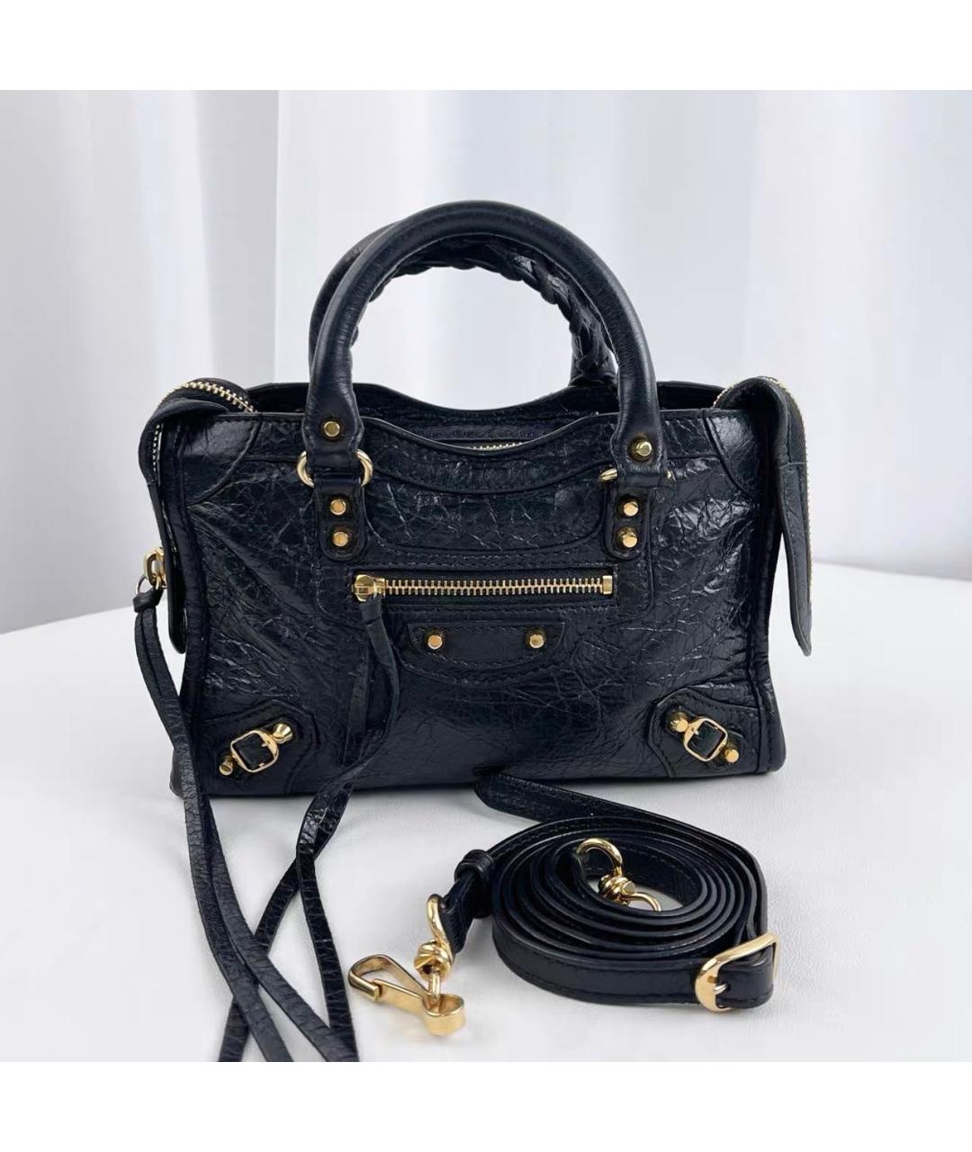 BALENCIAGA Черная кожаная сумка через плечо, фото 9