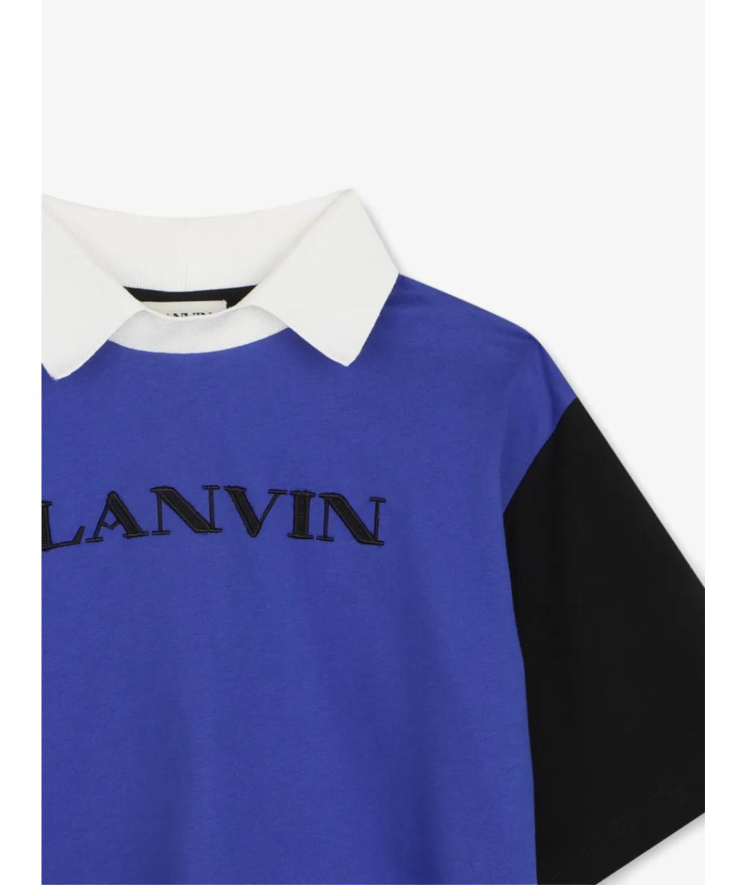 LANVIN Синяя хлопковая детская футболка, фото 3