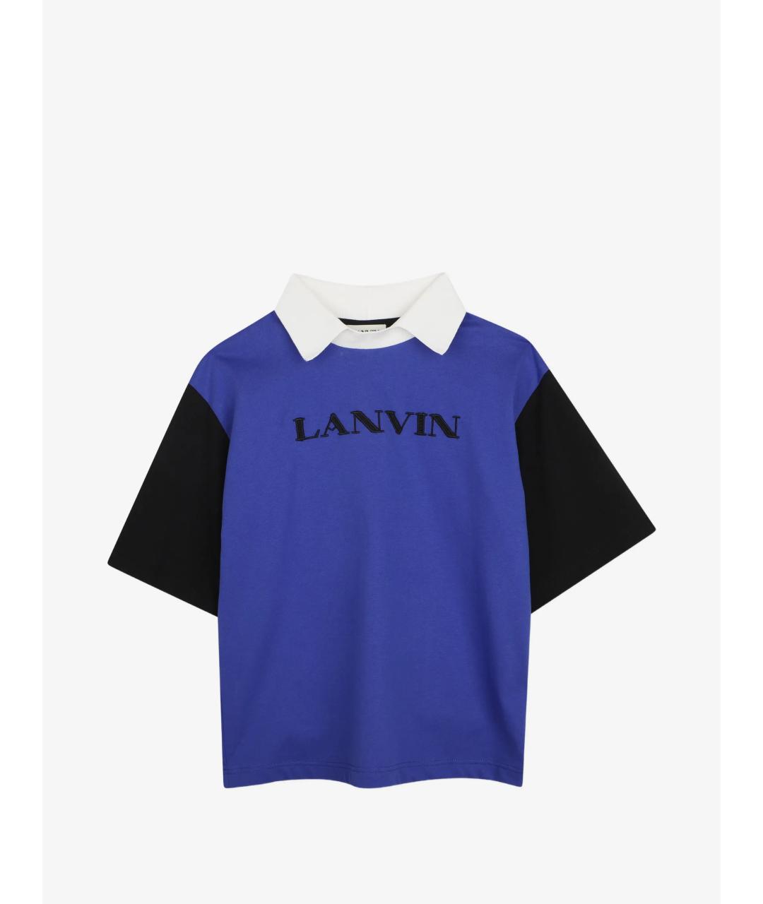 LANVIN Синяя хлопковая детская футболка, фото 4
