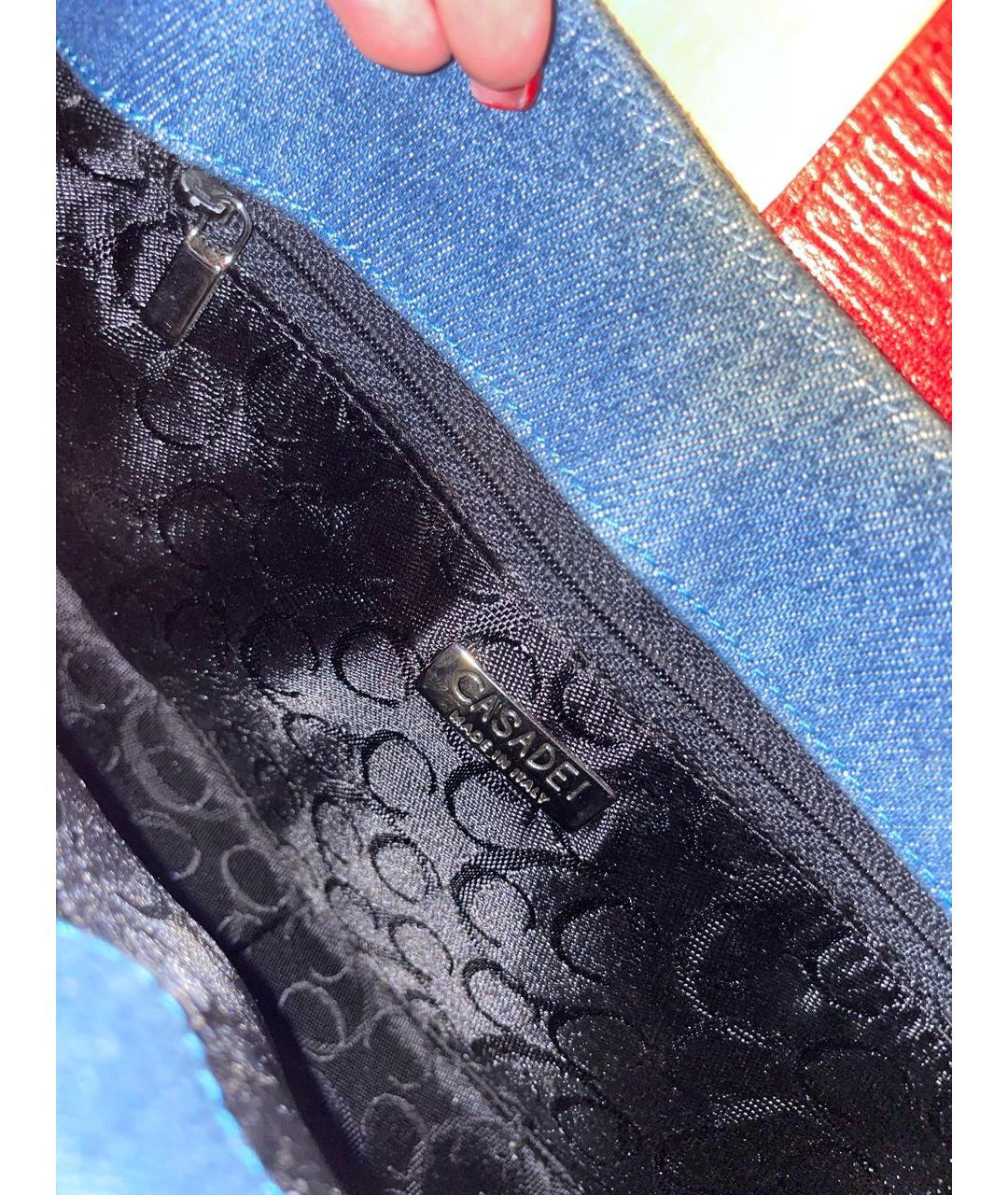 CASADEI Голубая деним сумка с короткими ручками, фото 3
