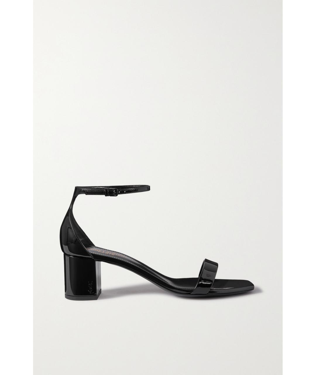SAINT LAURENT Черные босоножки из лакированной кожи, фото 8
