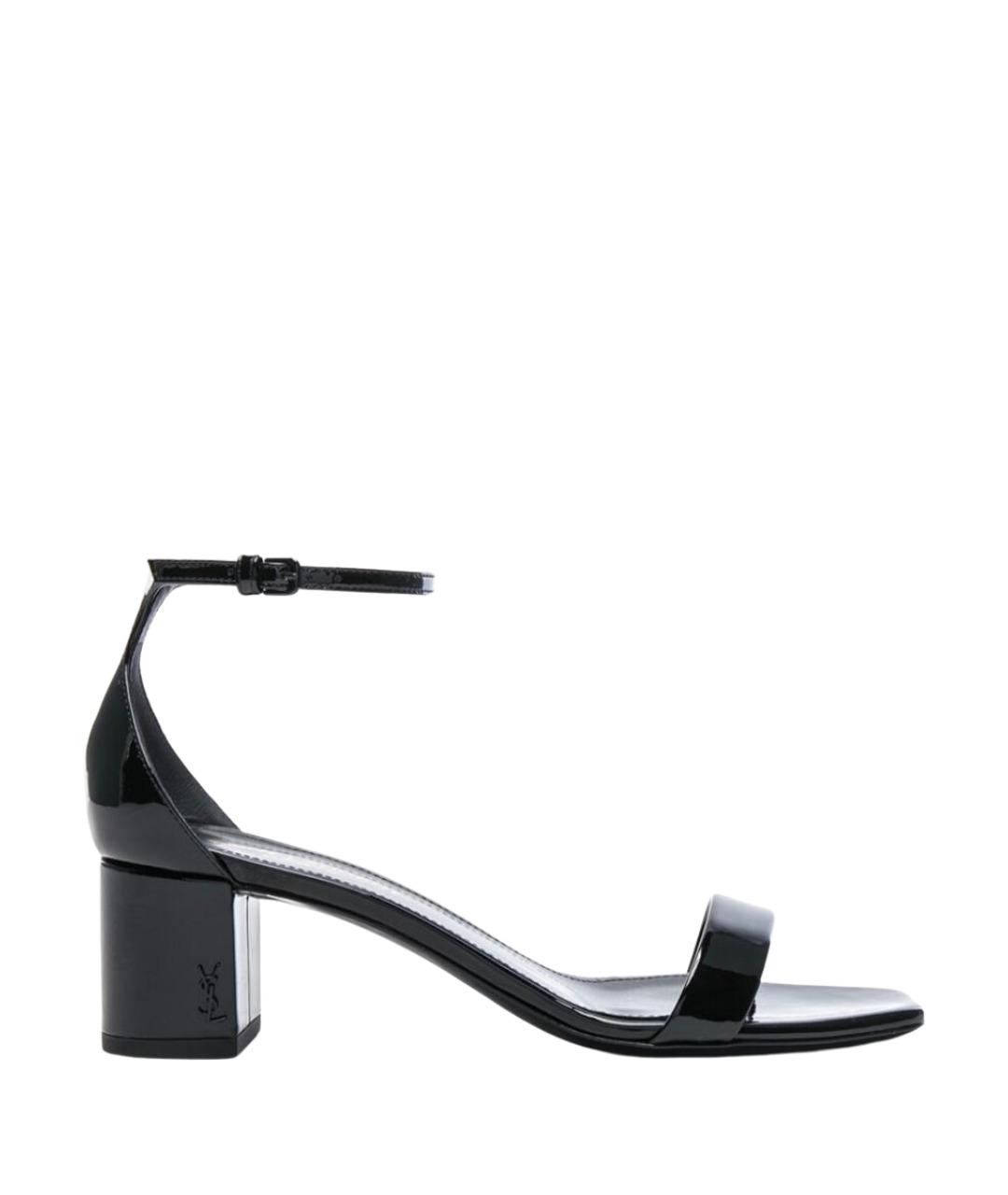 SAINT LAURENT Черные босоножки из лакированной кожи, фото 1