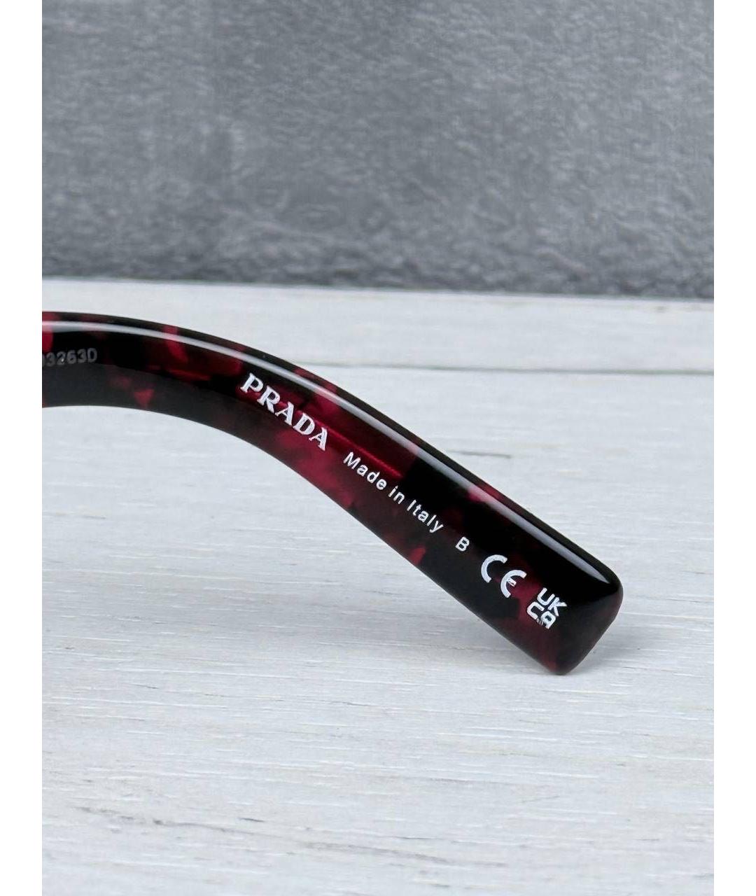 PRADA Красные пластиковые солнцезащитные очки, фото 5