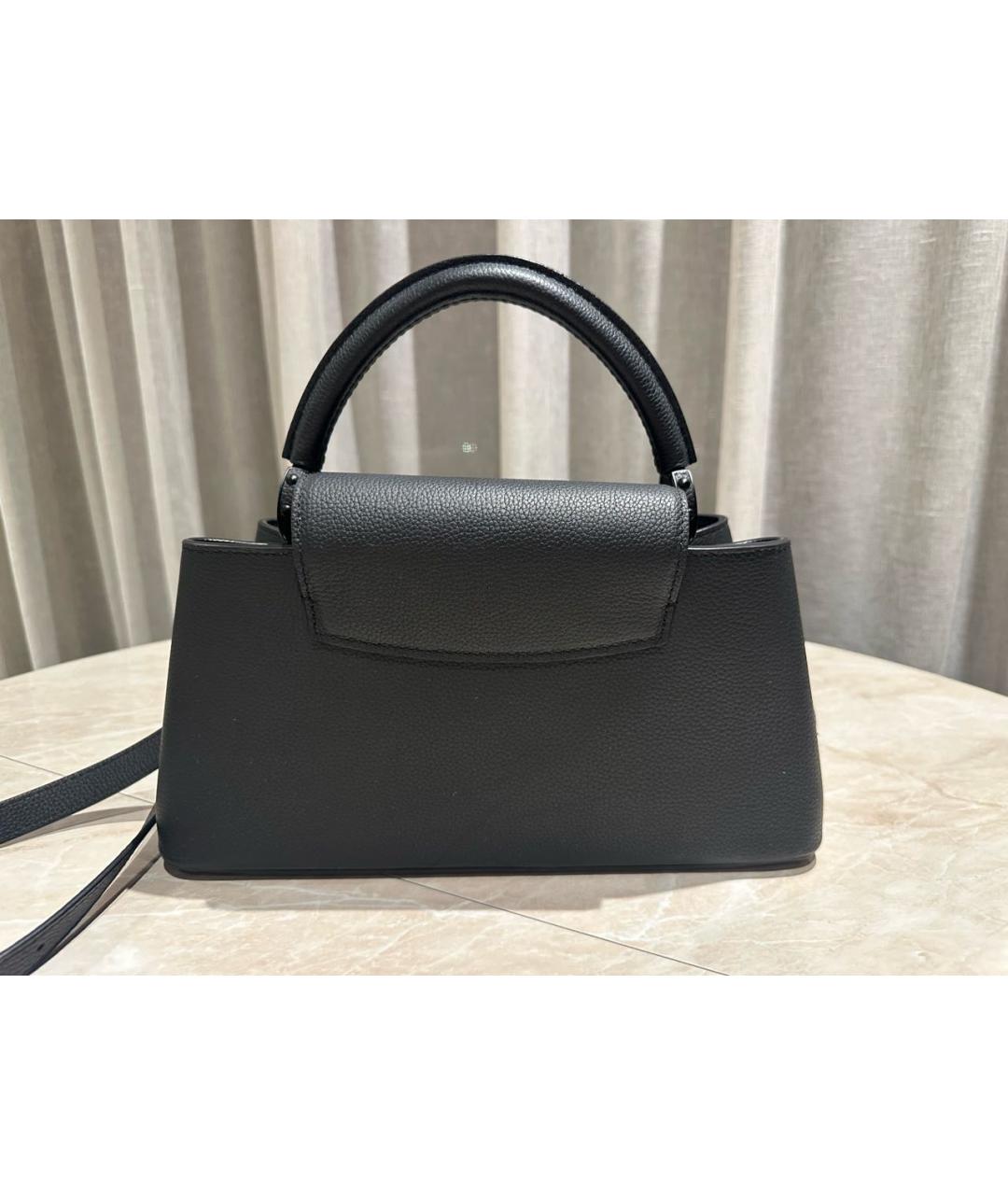 LOUIS VUITTON Черная кожаная сумка с короткими ручками, фото 6