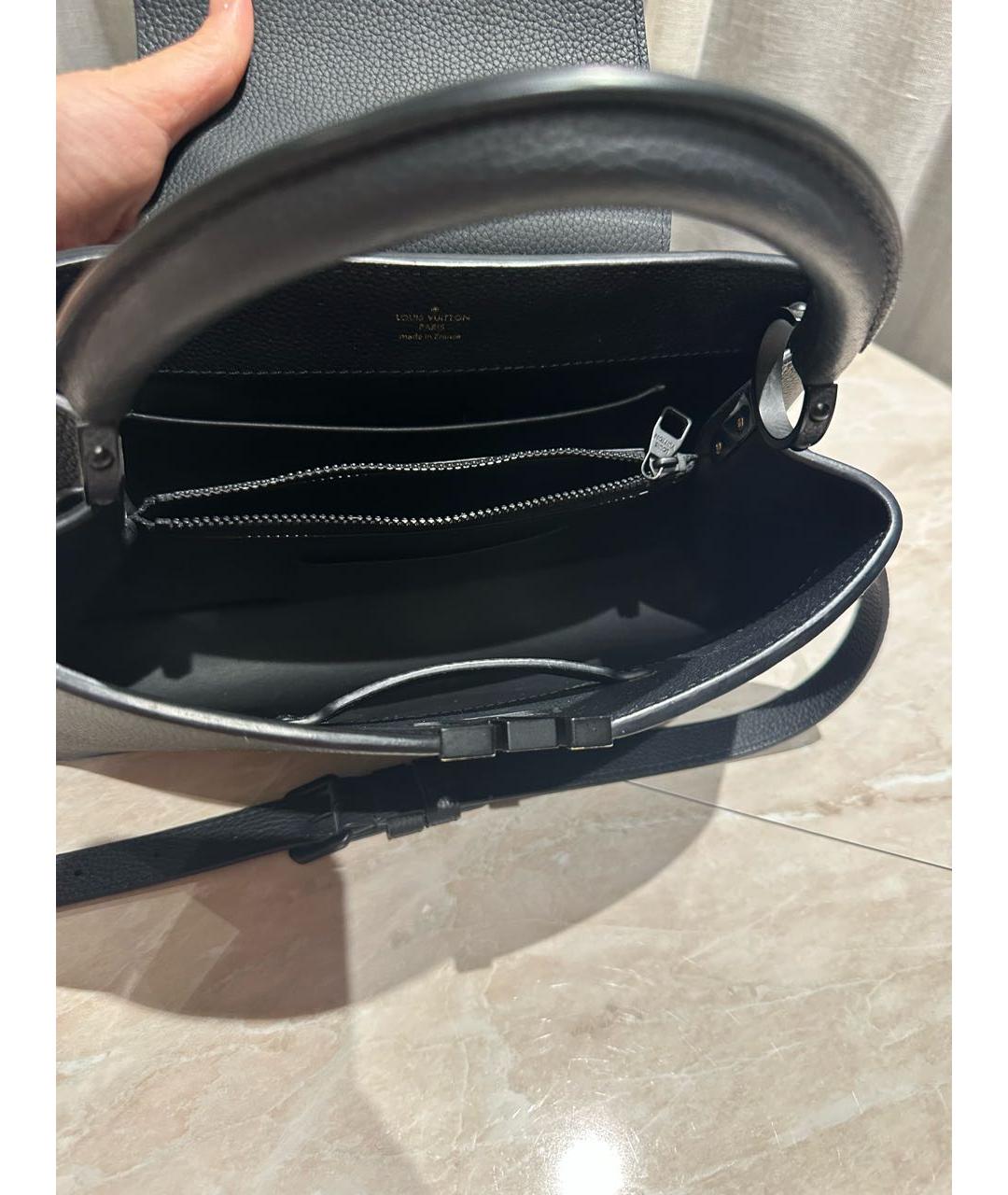 LOUIS VUITTON Черная кожаная сумка с короткими ручками, фото 5