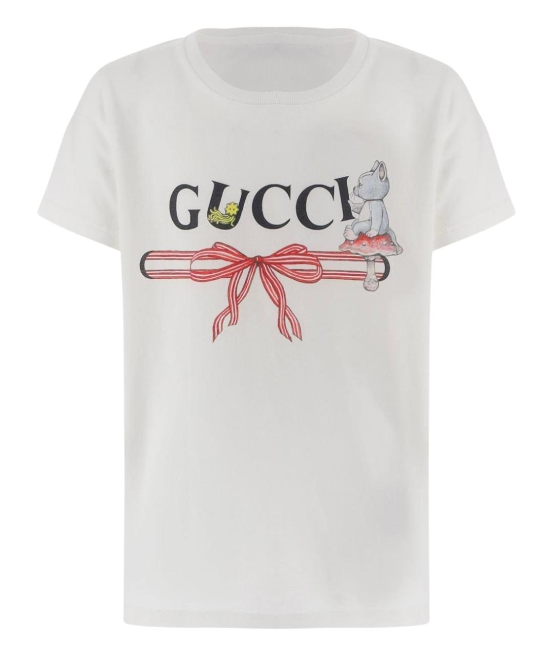 GUCCI Белый хлопковый футболка / топ, фото 1