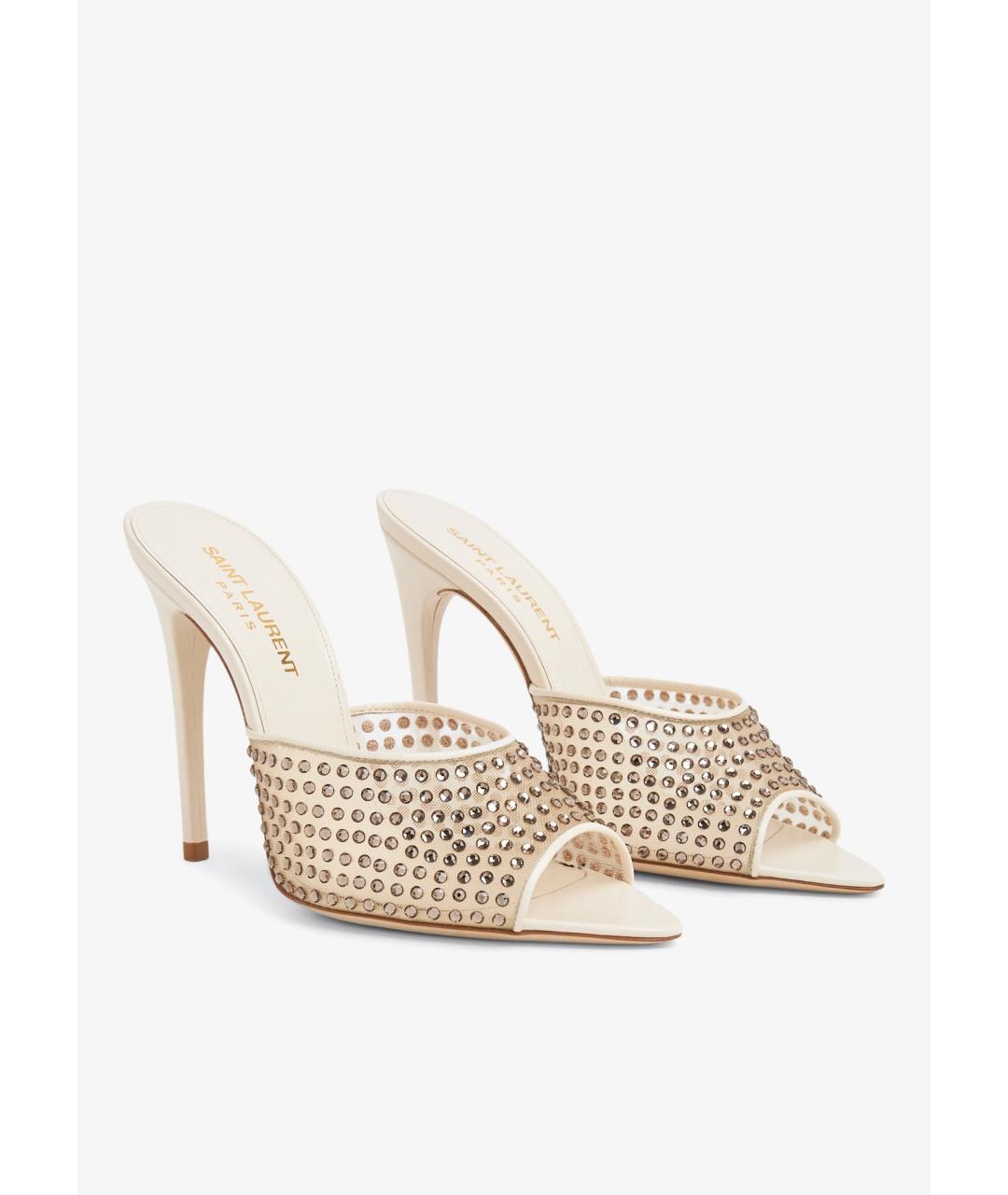 SAINT LAURENT Белые мюли, фото 5