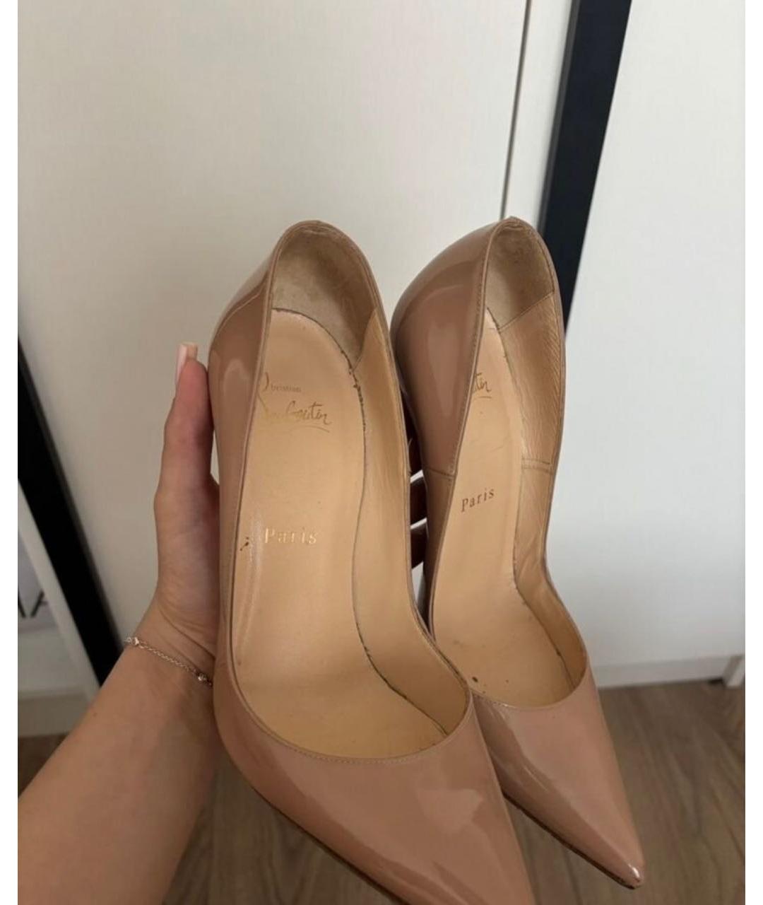 CHRISTIAN LOUBOUTIN Бежевые кожаные туфли, фото 2