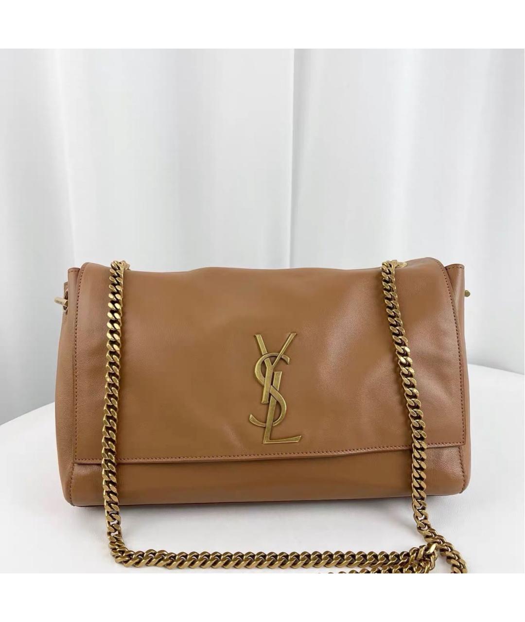 SAINT LAURENT Коричневая кожаная сумка через плечо, фото 9