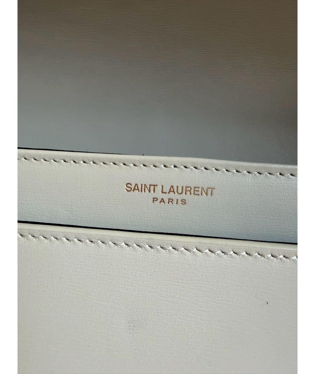SAINT LAURENT Бежевая кожаная сумка через плечо, фото 5