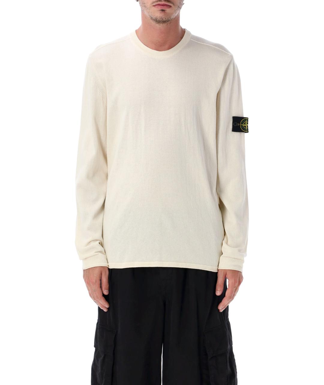STONE ISLAND Белый хлопковый джемпер / свитер, фото 1