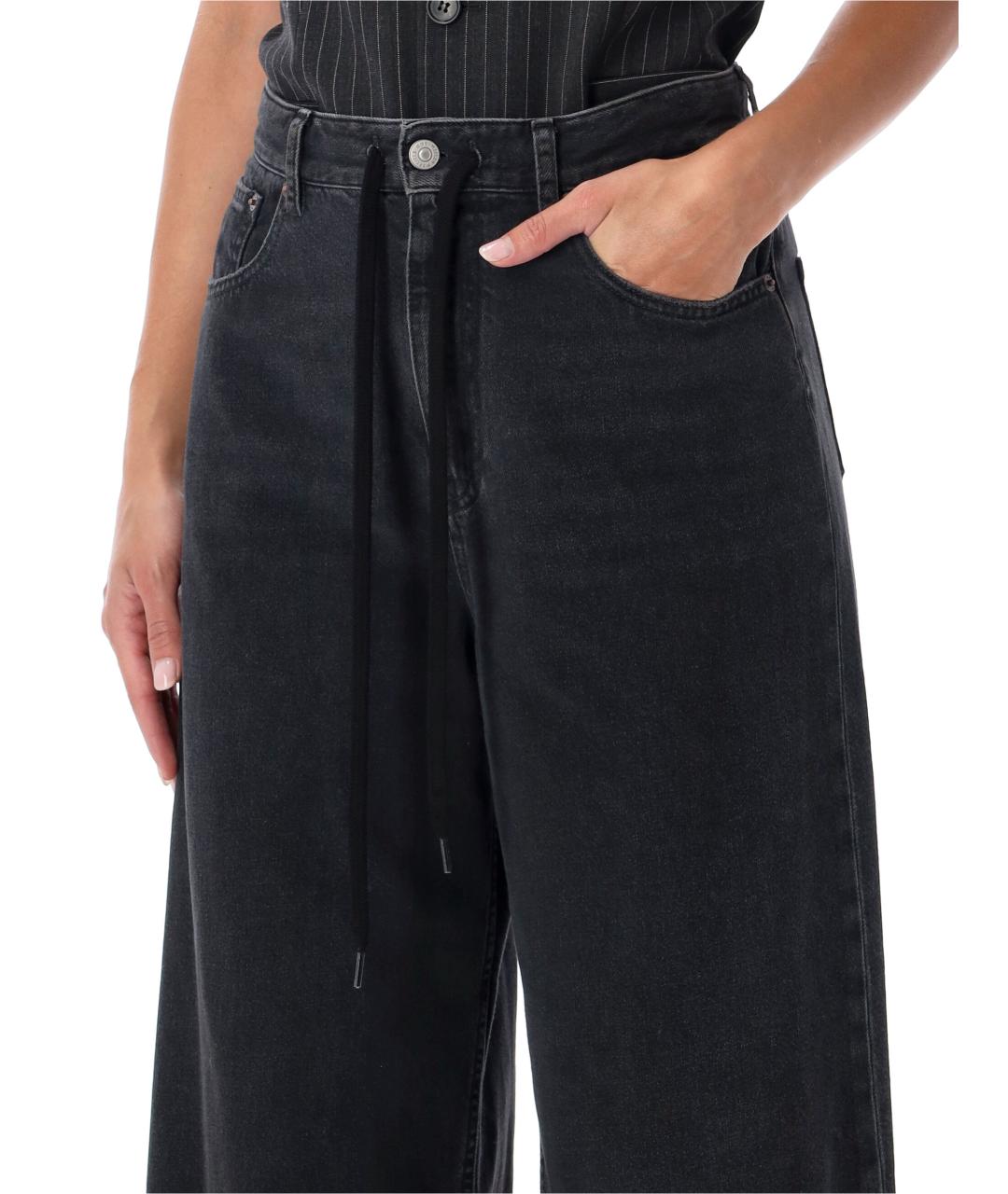 MM6 MAISON MARGIELA Черные хлопковые прямые джинсы, фото 3