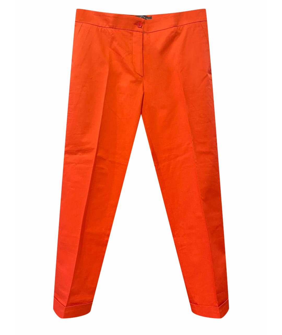 ETRO Красные хлопко-эластановые прямые брюки, фото 1