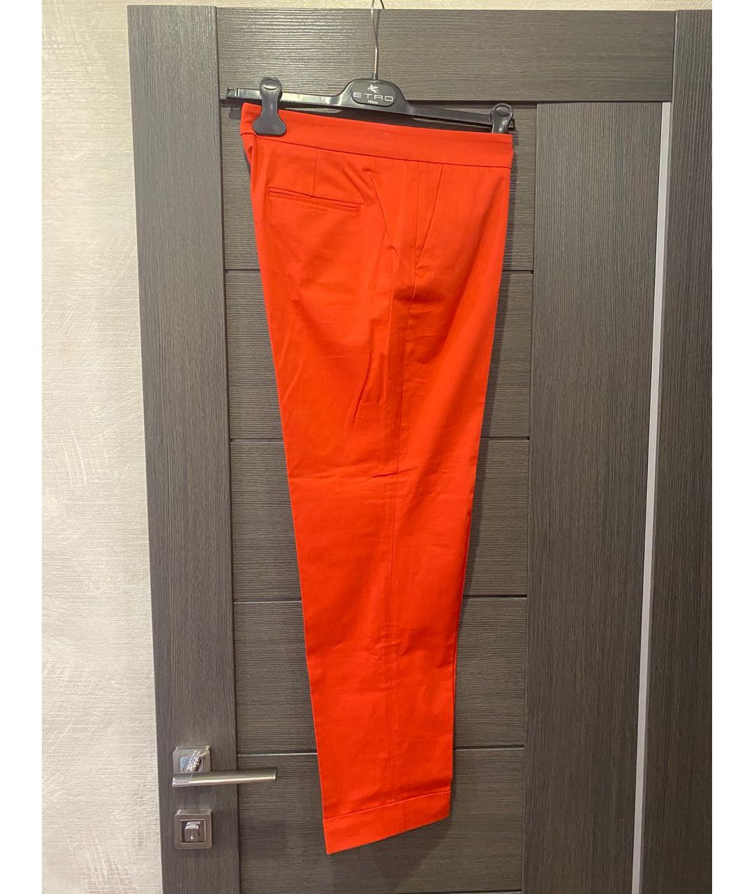 ETRO Красные хлопко-эластановые прямые брюки, фото 2