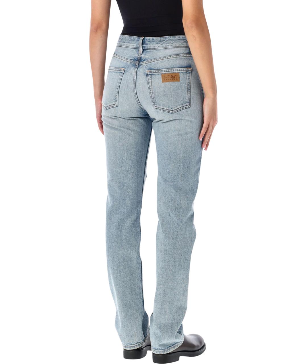 MM6 MAISON MARGIELA Голубые хлопковые джинсы слим, фото 2