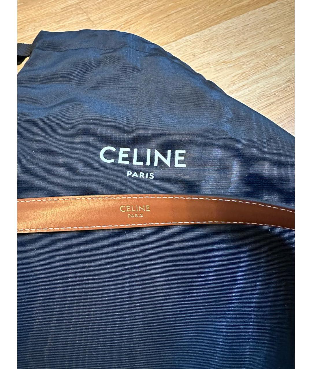 CELINE Коричневый кожаный ремень, фото 6