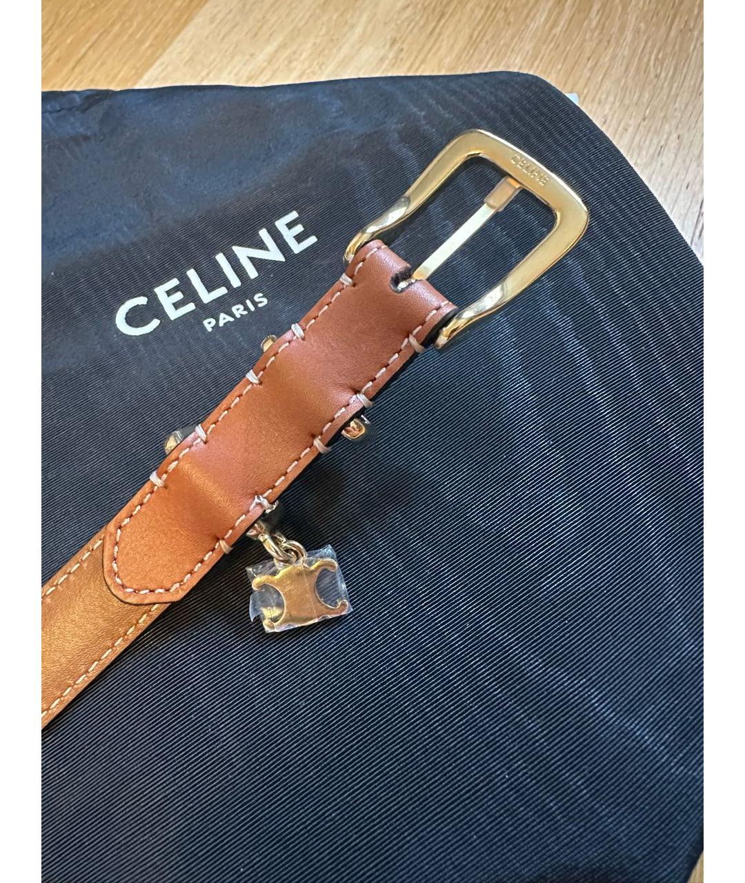 CELINE Коричневый кожаный ремень, фото 3
