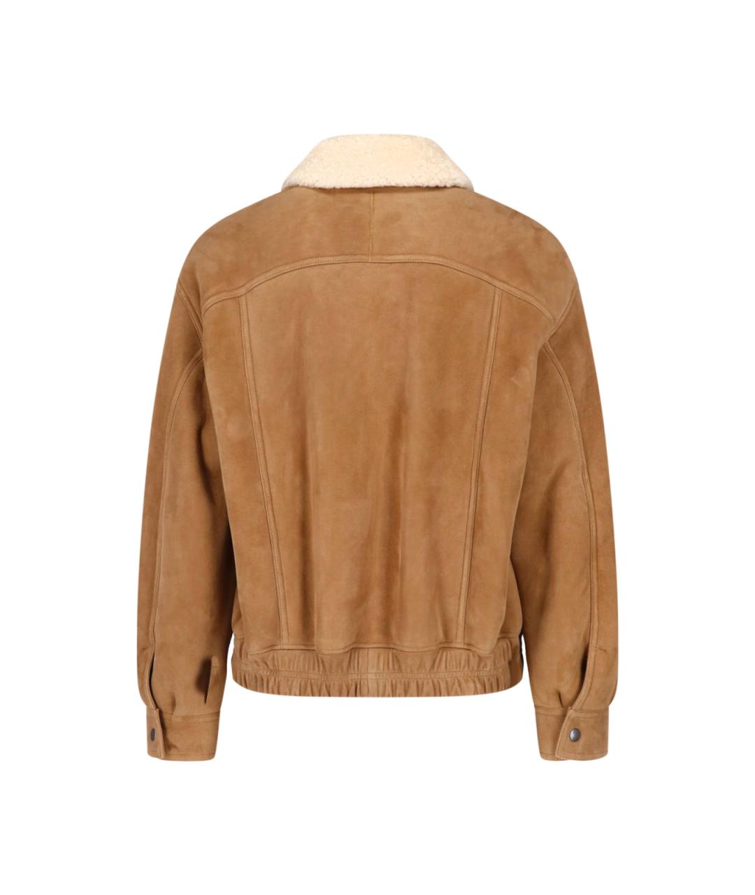 SAINT LAURENT Бежевая замшевая дубленка/шуба, фото 2