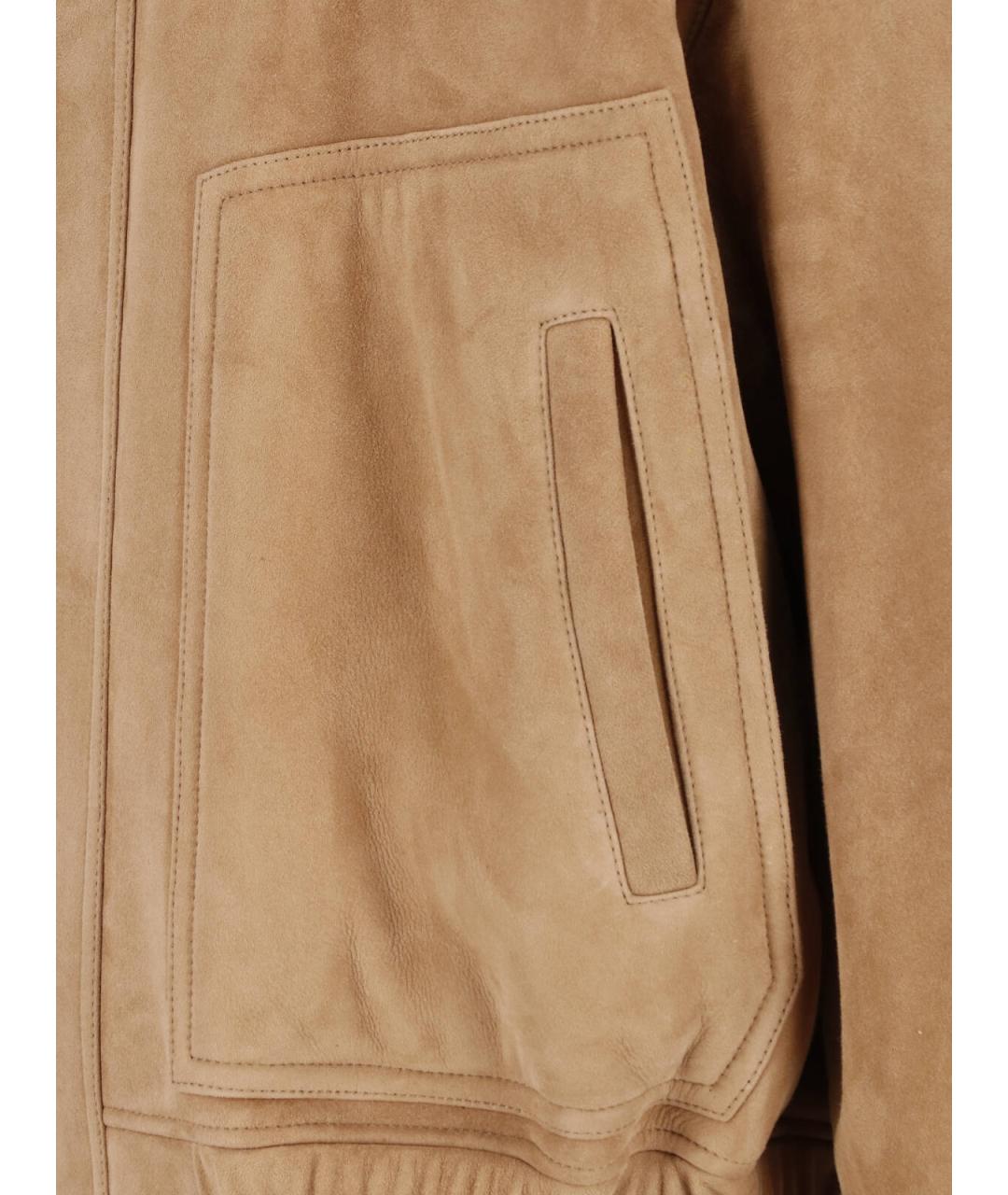 SAINT LAURENT Бежевая замшевая дубленка/шуба, фото 3