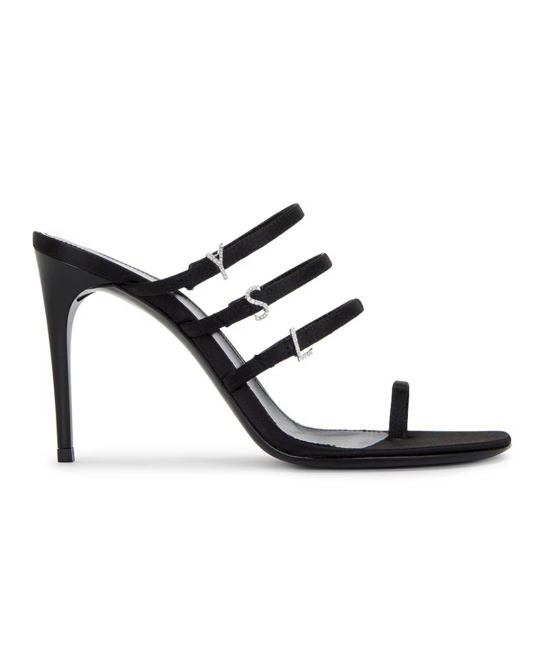 SAINT LAURENT Черные текстильные мюли, фото 10