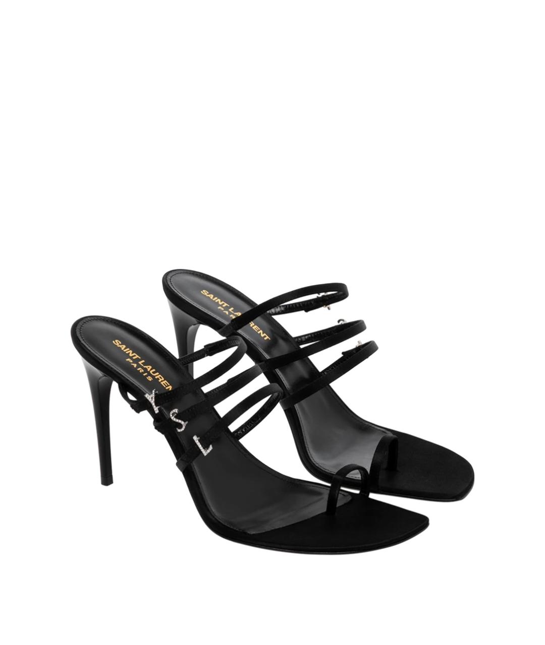 SAINT LAURENT Черные текстильные мюли, фото 4