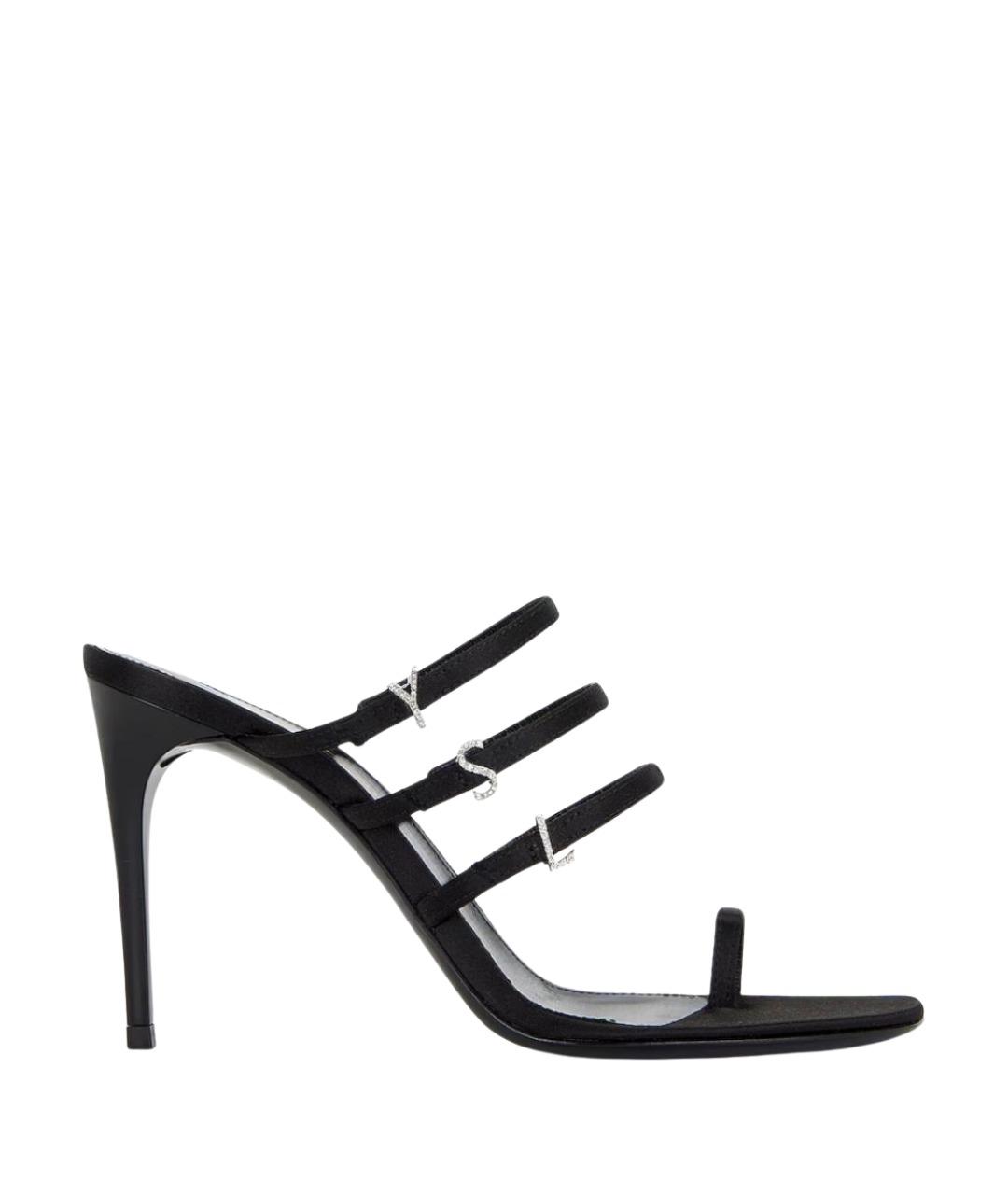 SAINT LAURENT Черные текстильные мюли, фото 1