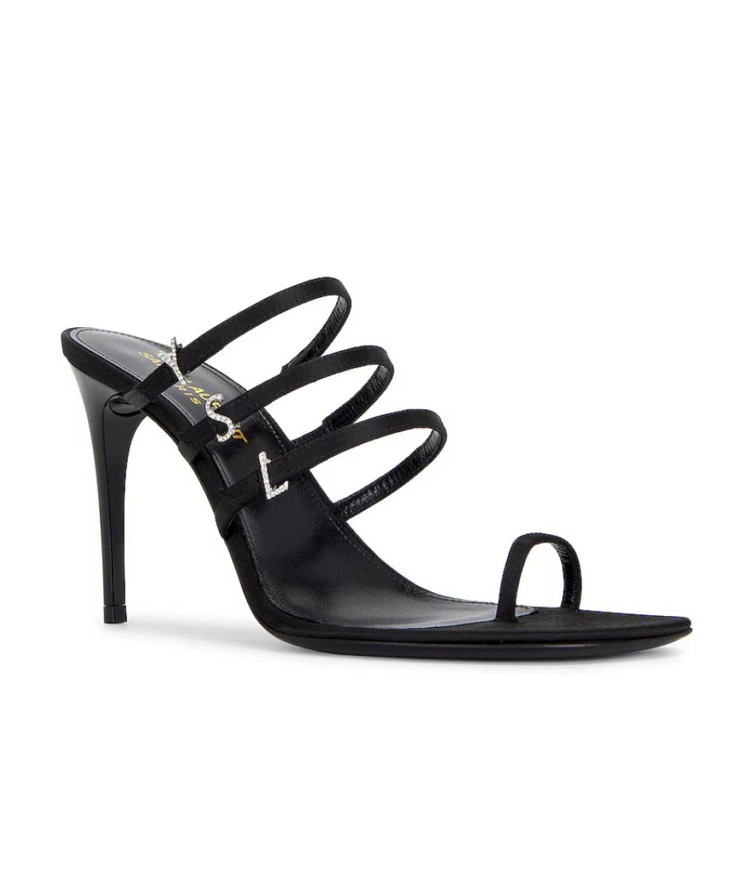 SAINT LAURENT Черные текстильные мюли, фото 2