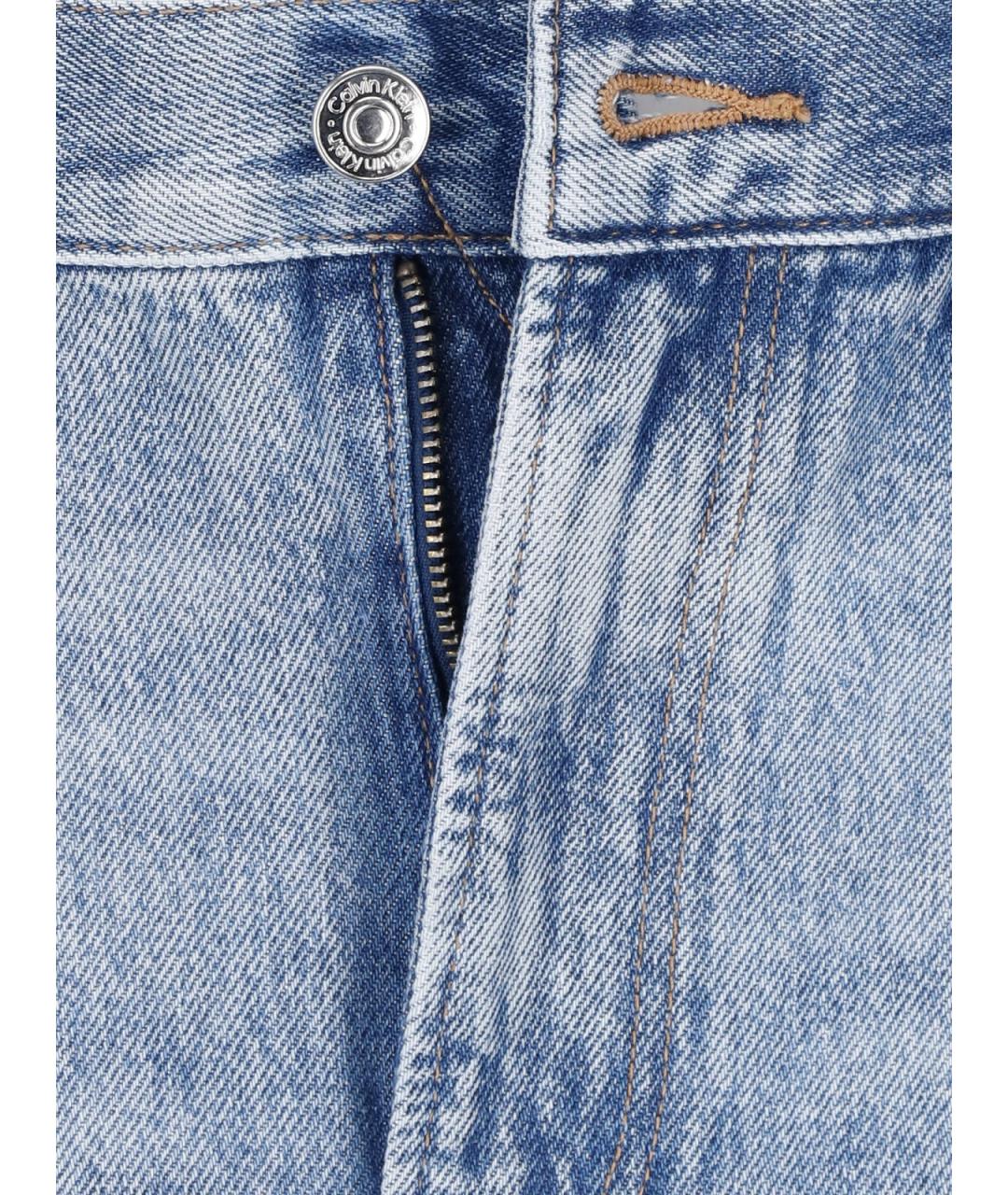 CALVIN KLEIN Голубые хлопковые прямые джинсы, фото 4