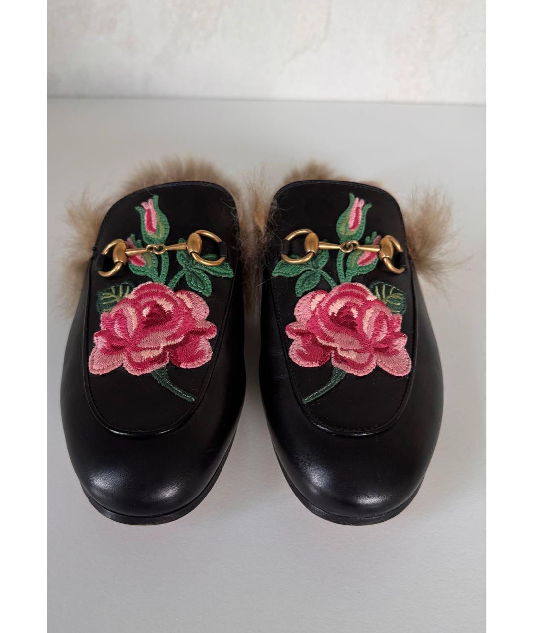 GUCCI Черные кожаные мюли, фото 2