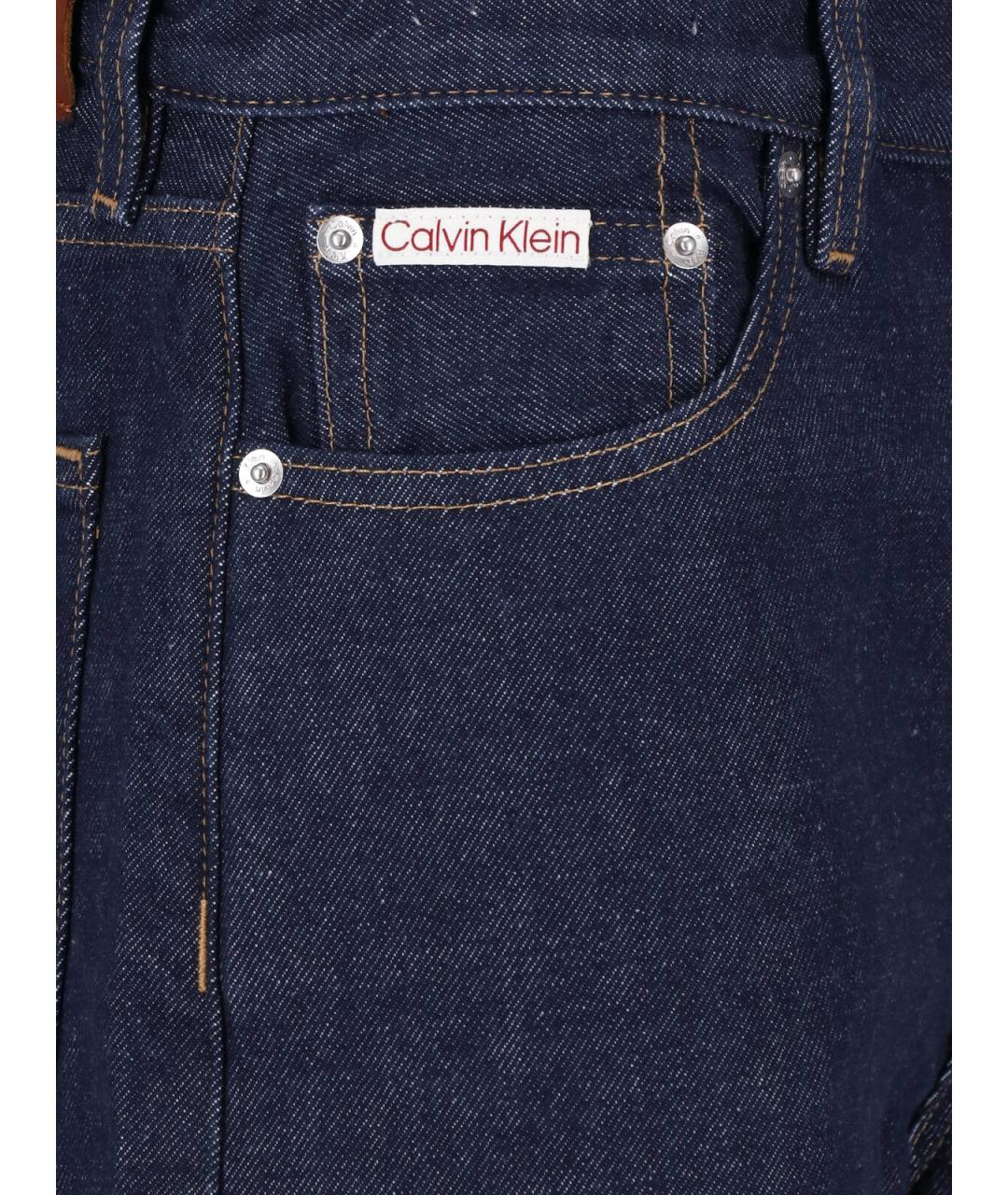 CALVIN KLEIN Темно-синие хлопковые прямые джинсы, фото 4