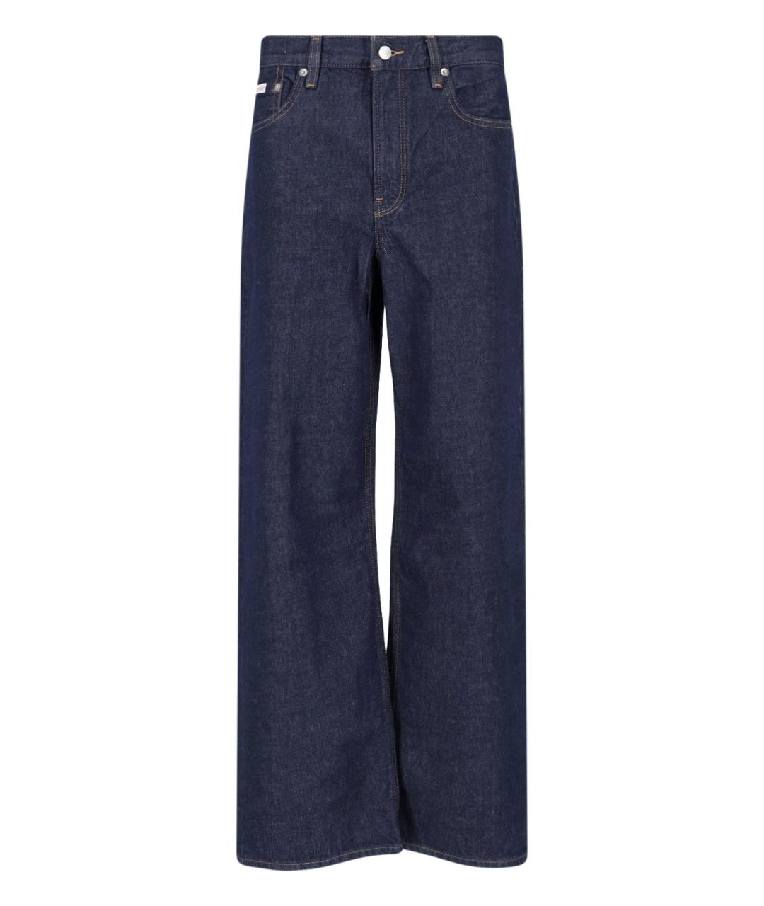 CALVIN KLEIN Темно-синие хлопковые прямые джинсы, фото 1