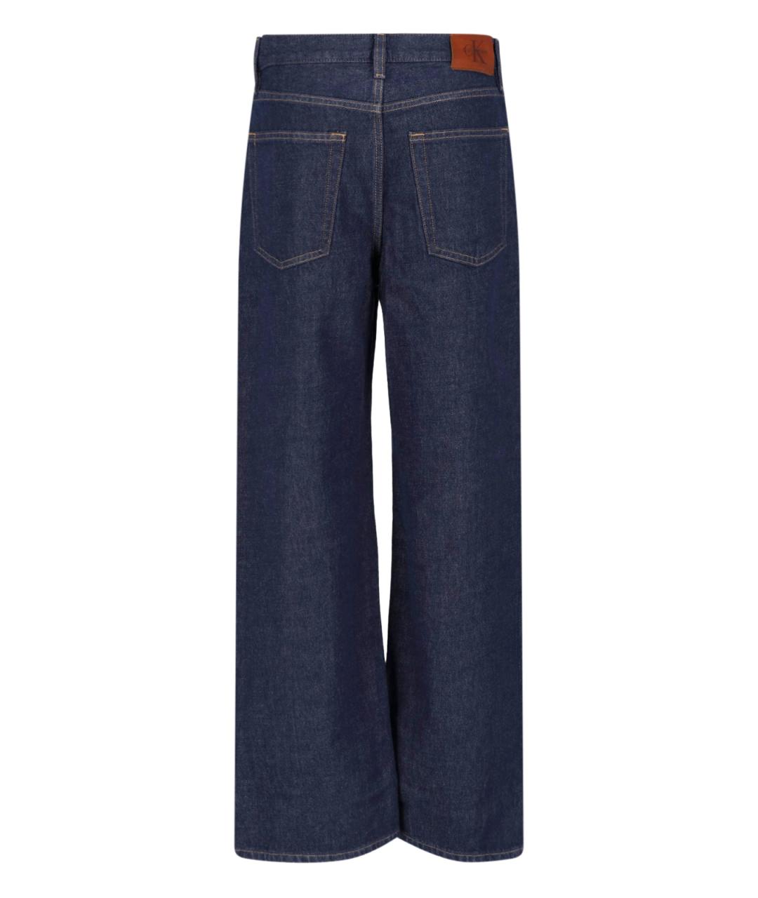 CALVIN KLEIN Темно-синие хлопковые прямые джинсы, фото 2