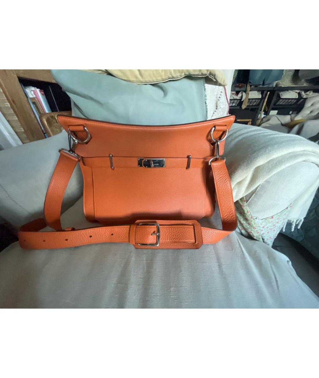 HERMES Оранжевая кожаная сумка через плечо, фото 9