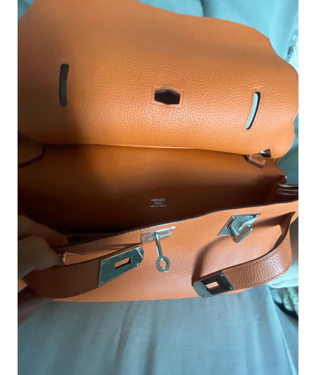 HERMES Оранжевая кожаная сумка через плечо, фото 3