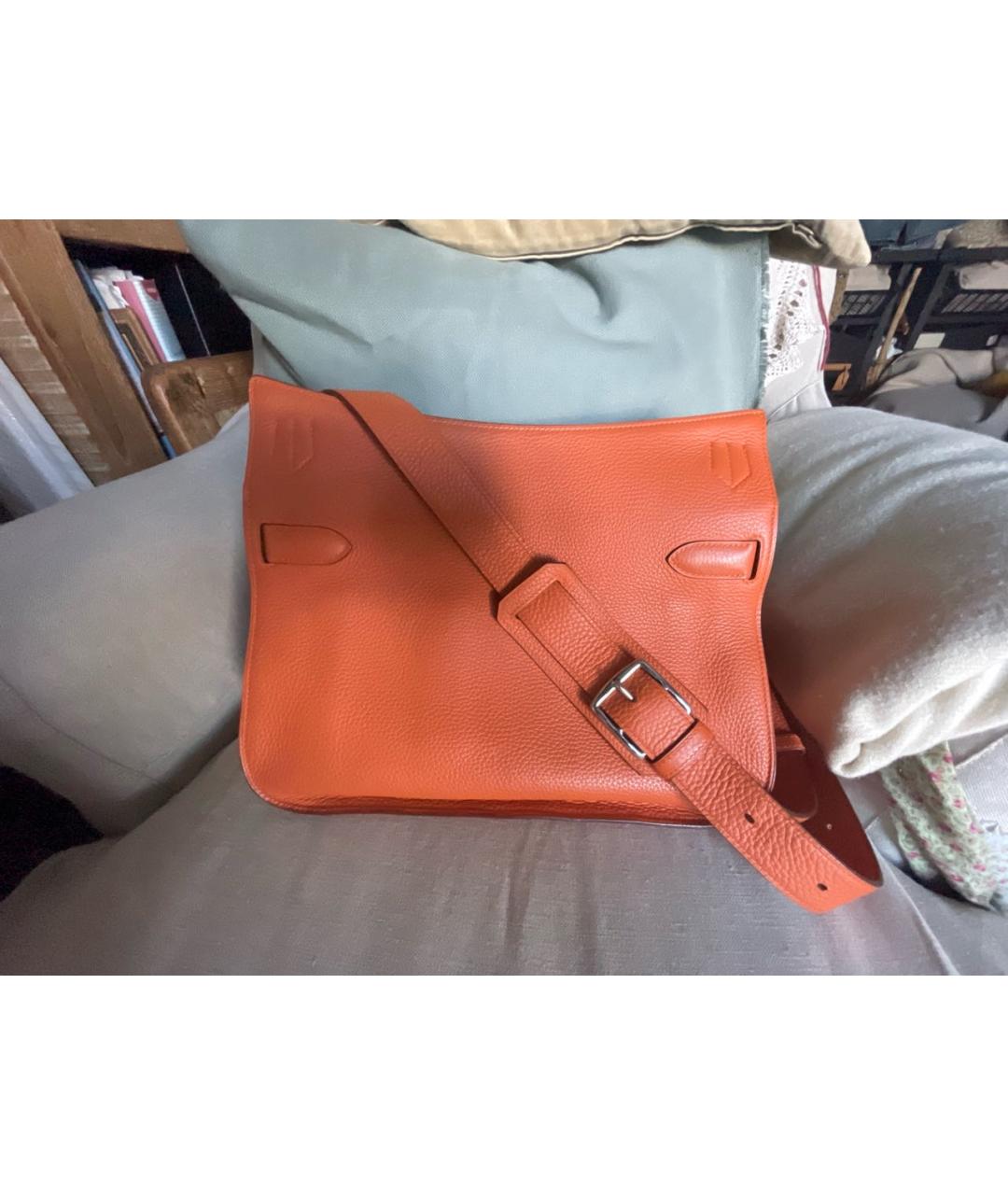 HERMES Оранжевая кожаная сумка через плечо, фото 4