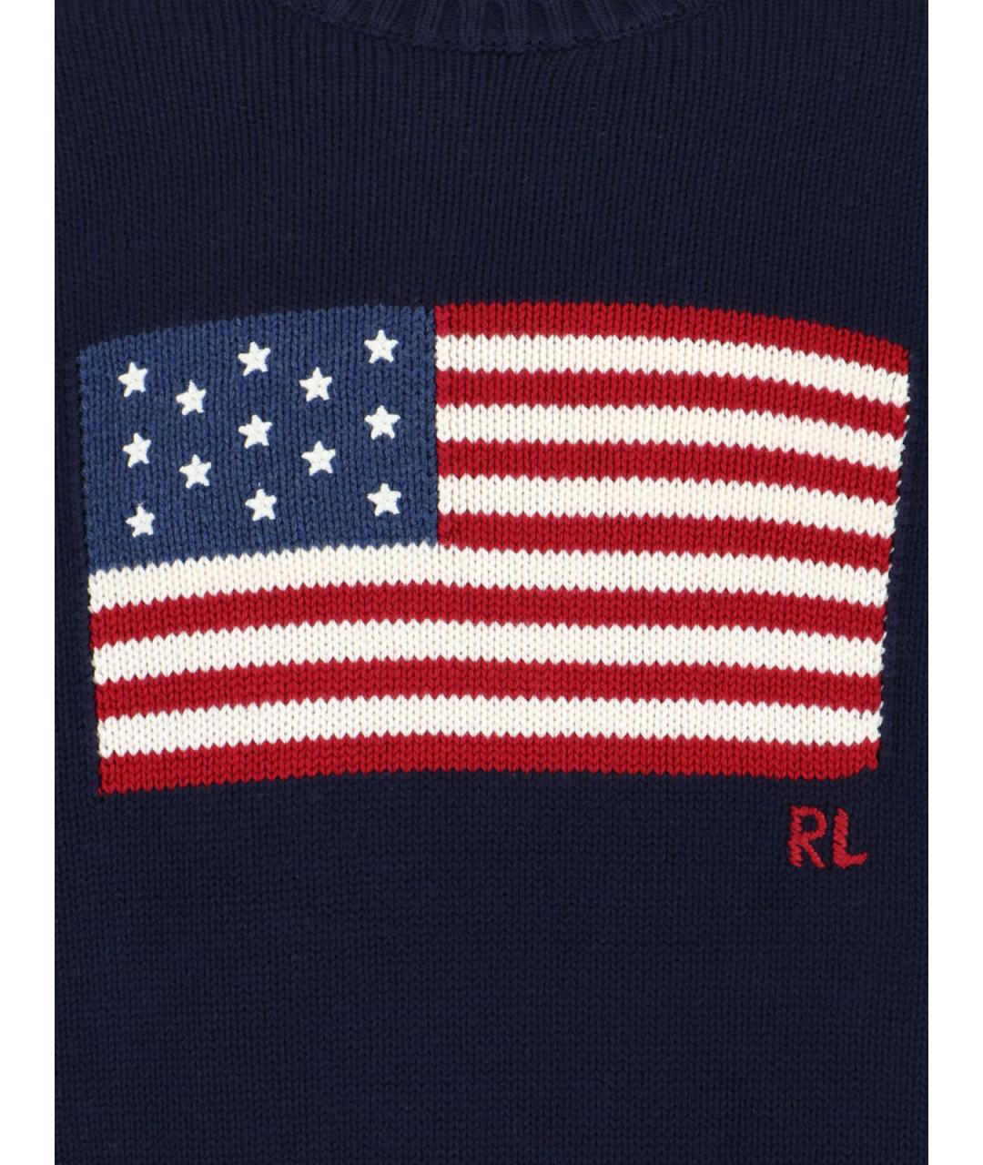 POLO RALPH LAUREN Темно-синий хлопковый джемпер / свитер, фото 3