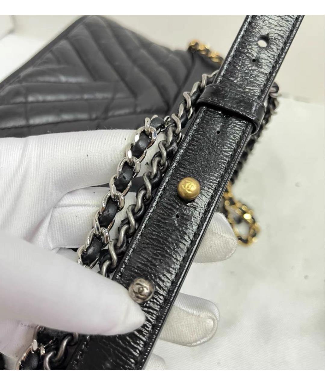 CHANEL Черная кожаная сумка через плечо, фото 6