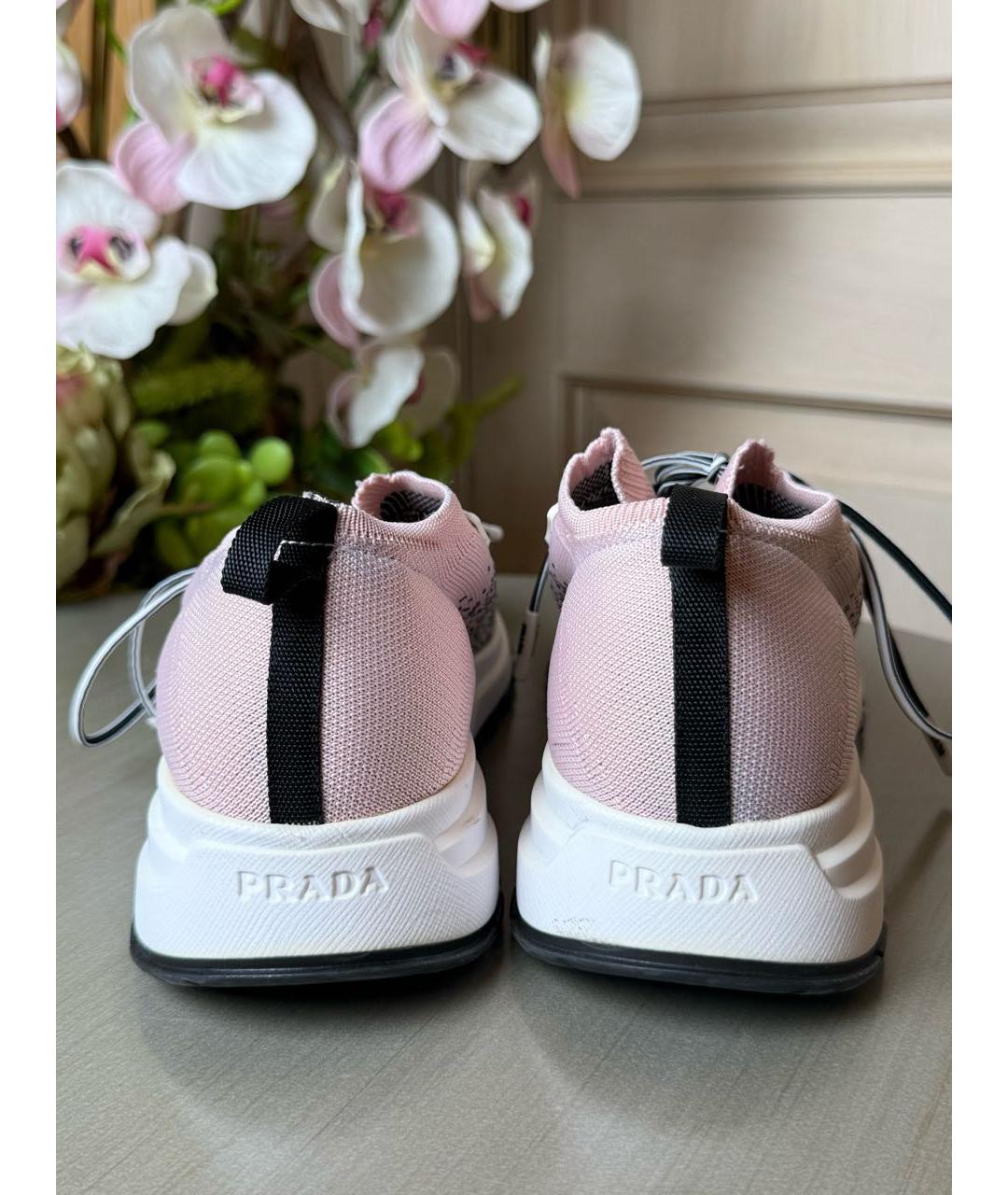 PRADA Розовые текстильные кроссовки, фото 4
