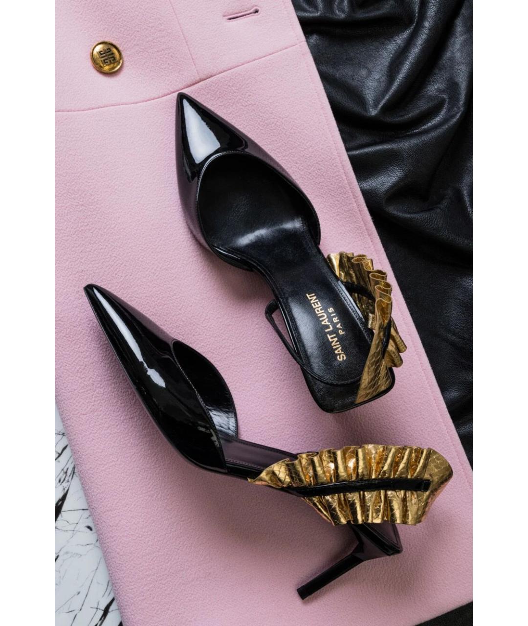 SAINT LAURENT Черные туфли из лакированной кожи, фото 5