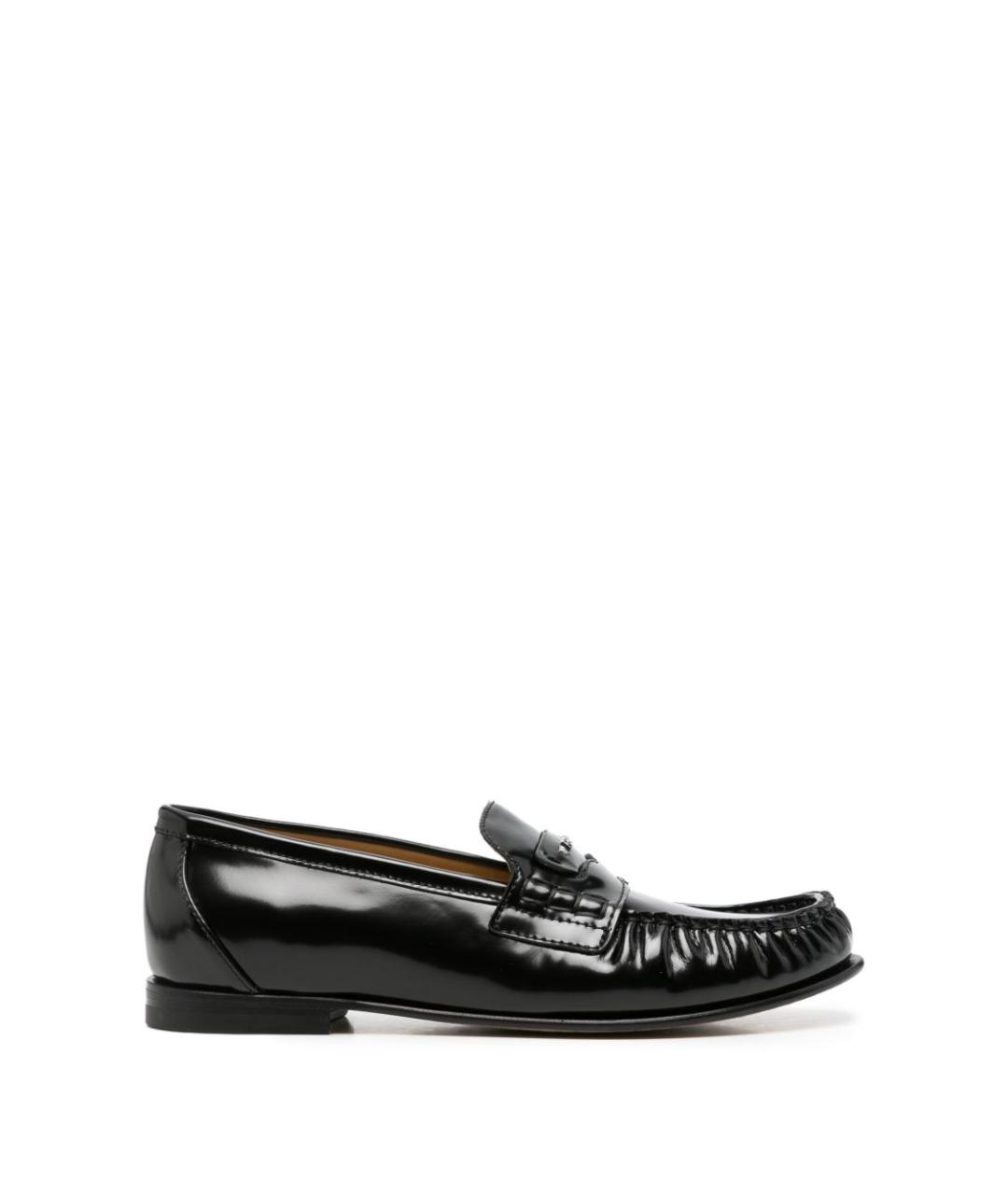 FENDI Черные кожаные лоферы, фото 1