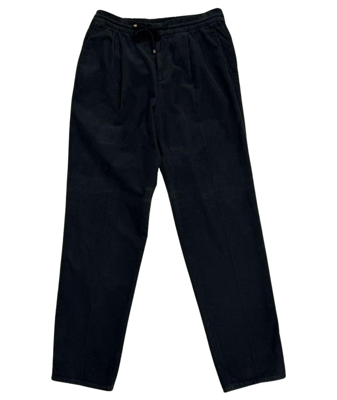 BRUNELLO CUCINELLI Антрацитовые хлопковые повседневные брюки, фото 1