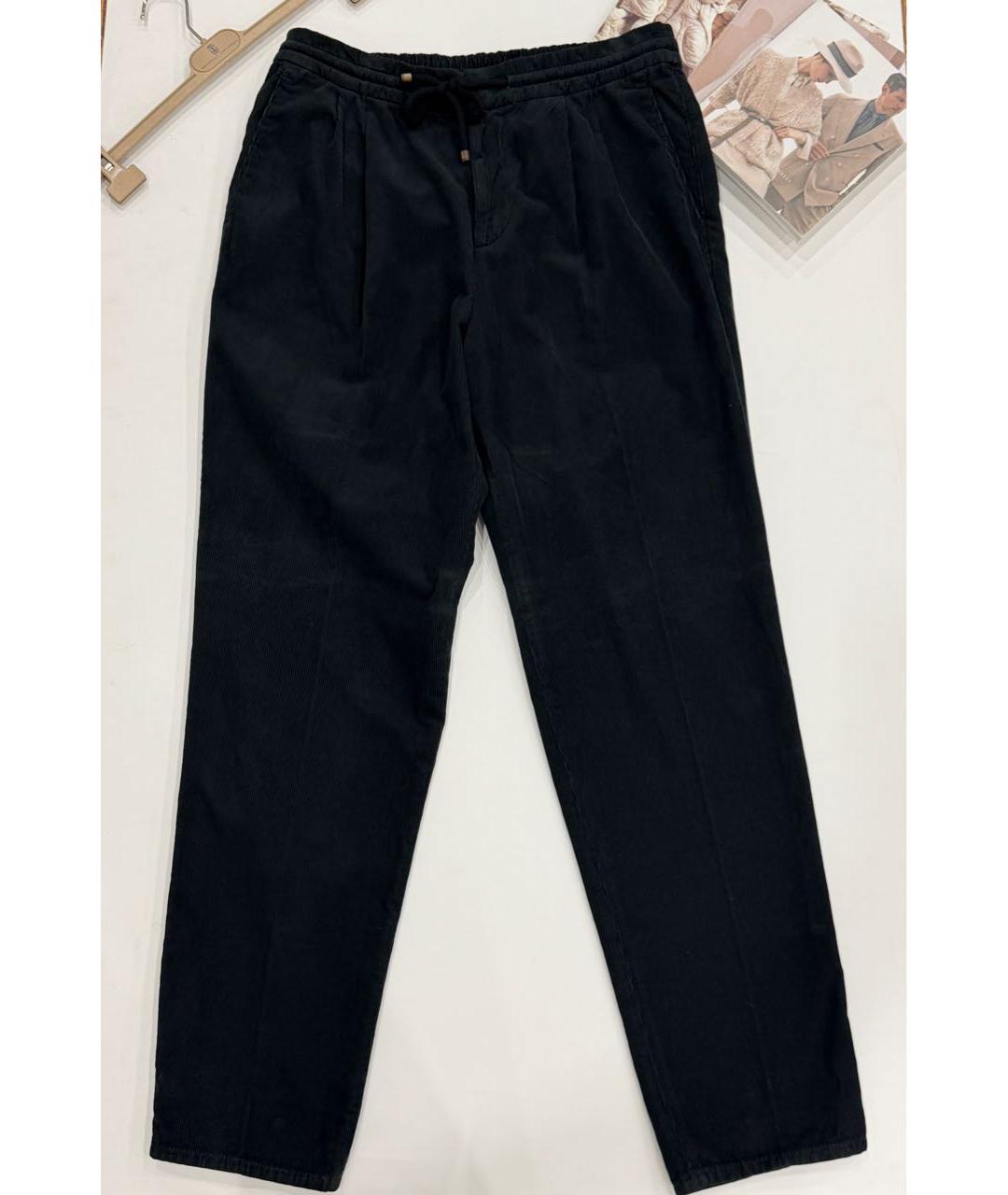 BRUNELLO CUCINELLI Антрацитовые хлопковые повседневные брюки, фото 5