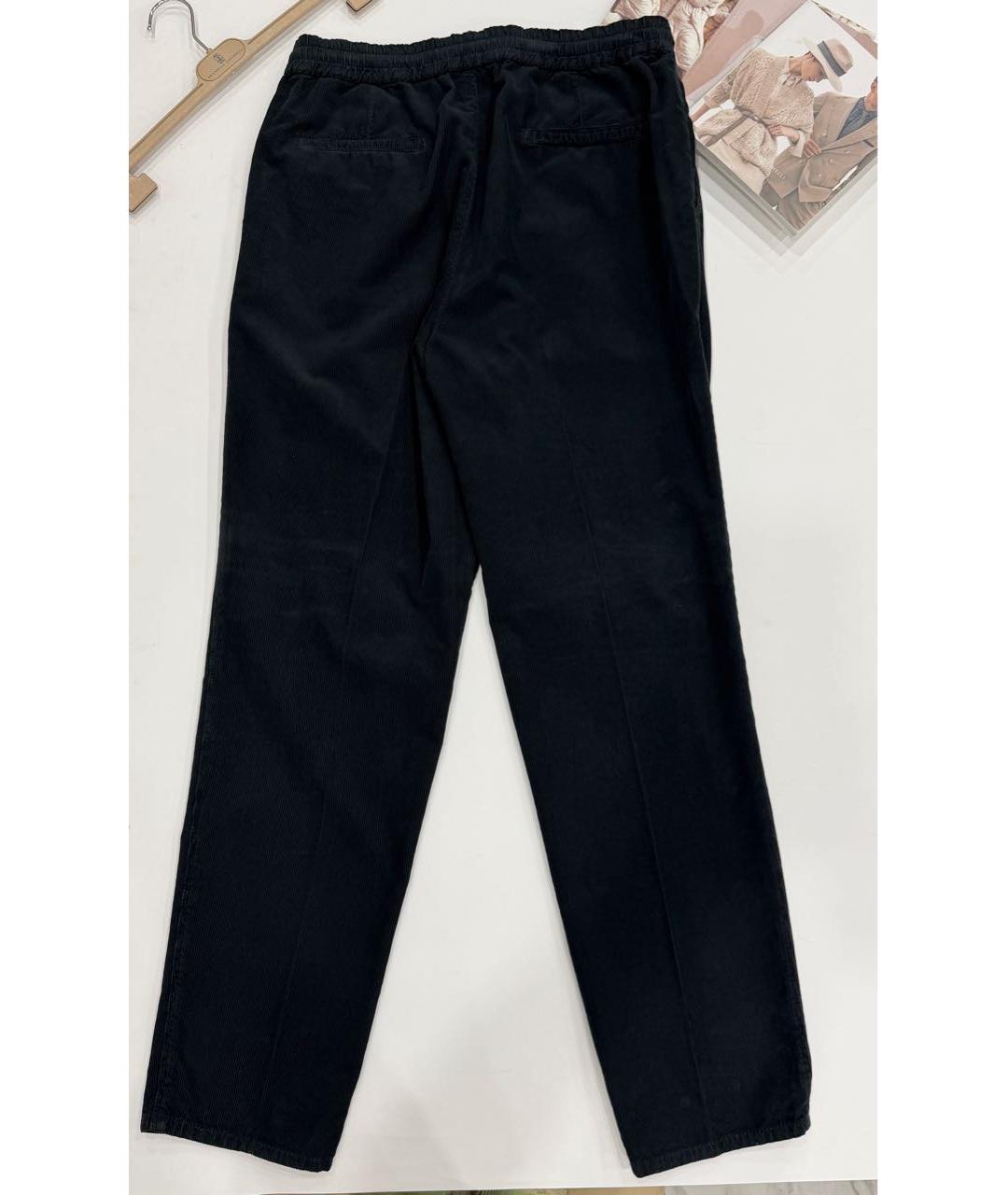 BRUNELLO CUCINELLI Антрацитовые хлопковые повседневные брюки, фото 2